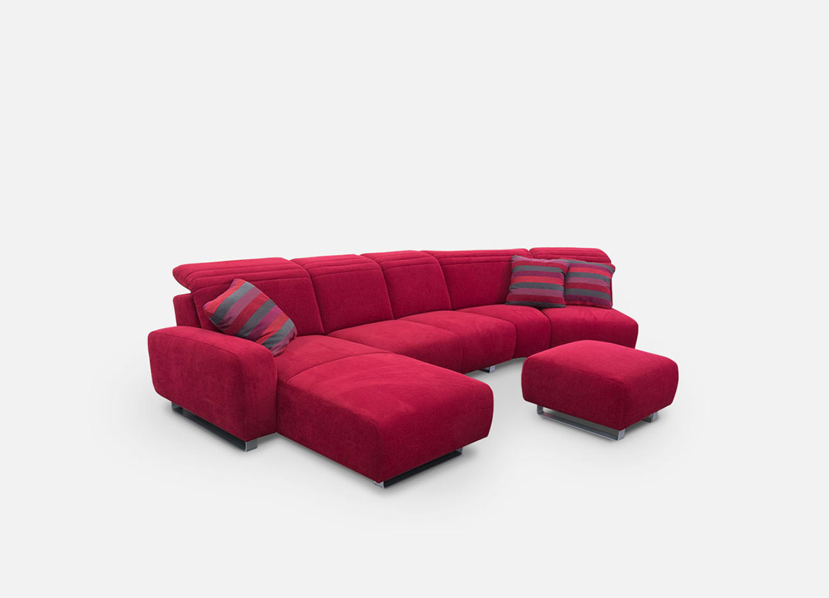 Custom-made sofa kotna sedežna garnitura, usnje, goveje usnje, ležalnik