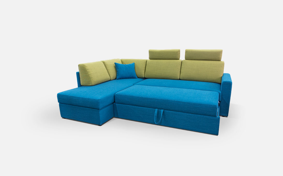 Napoli sofa in fabric Sedežna garnitura z ležiščem in predalom