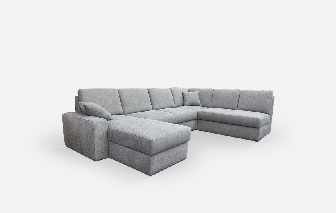 Palermo Le sofa in grey fabric Sedežna garnitura z ležalnikom, z ležiščem ,siva tkanina aqua clean