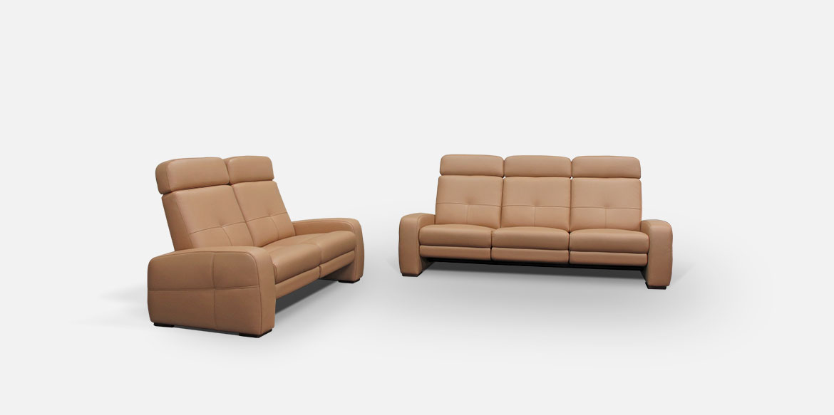 Rocco sofa two-seater, Rocco sofa three-seater dvosed, trosed, usnje, relax mehanizem, vzglavniki